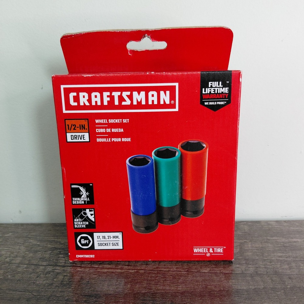 Craftsman 1/2-in Drive Wheel Socket Set 17 19 21mm CMMT98282 Thin Wall 3pc
